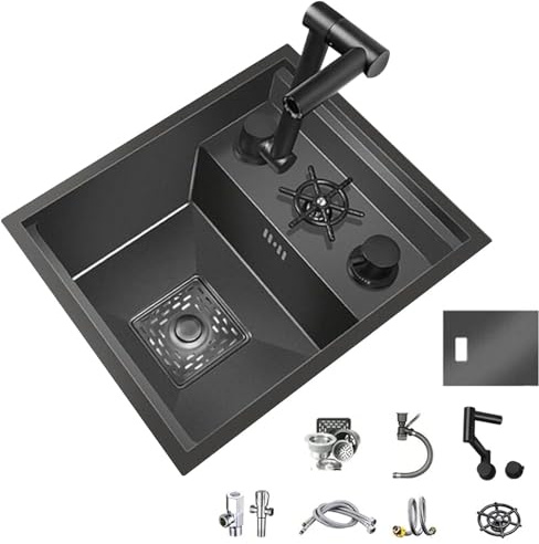 Bricolaje Fregadero Oculto Para Cocina Con Barra RV Fregadero Pequeño Acero Inoxidable Con Tapa Grifo Elevable Sifón Lavabo Lavar Las Manos Y Las Verduras Al Aire Libre Tipo Estudio Balcón herramienta
