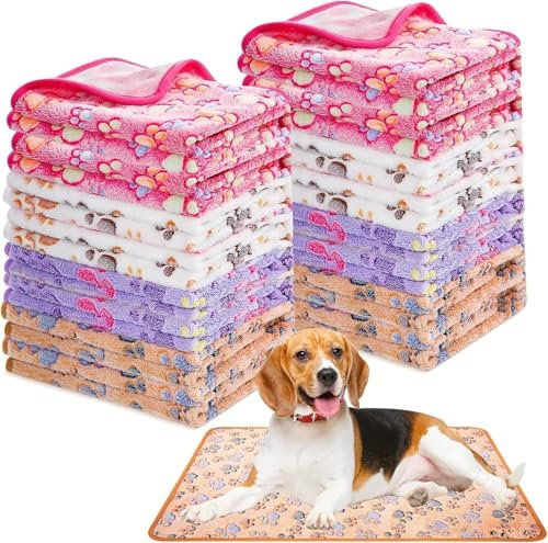 16 Stück Hundedecke Katzendecke Waschbar, Kuscheldecke Hund Flauschig Weiche Warme Fleece Haustier Decken, Flauschige Hundedecken für Kleine Mittlere Hunde Katzen (60x40cm)