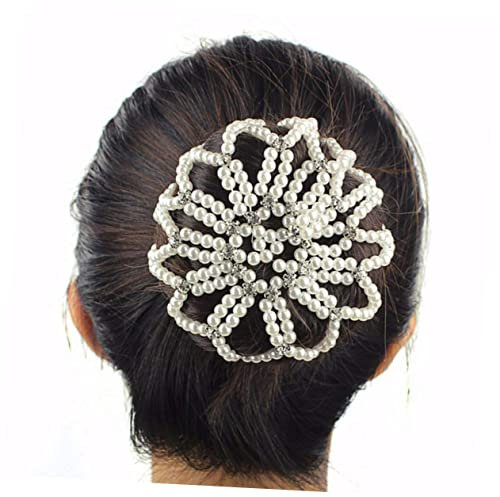 Garneck Perlen Haarnetz Für Ballett – Elastisches Duttnetz Mit Handgehäkeltem Design - Ideal Für Tanzaufführungen Und Elegante Frisuren - in Klassischem Weiß