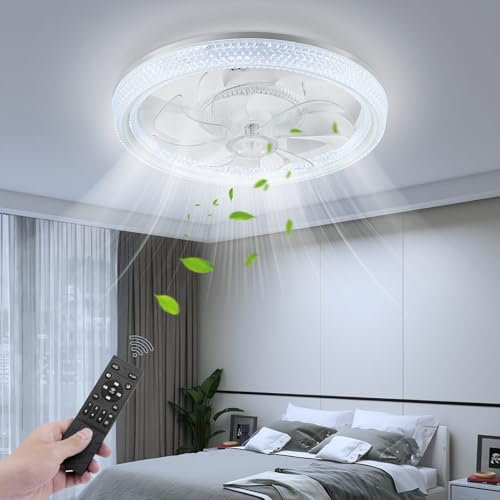 Bellanny Deckenleuchte mit Ventilator, 70W Dimmbare LED Deckenventilator mit Beleuchtung, 3 Farbtemperatur 6-Speed Leise Deckenlampe Fernbedienung APP für Wohnzimmer Schlafzimmer Esszimmer Büro, 48CM