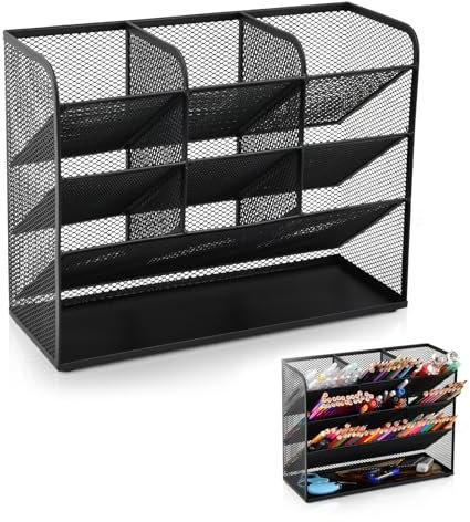 Mapille Netz-Schreibtisch-Organizer, Schwarz Organizer Schreibtisch, Multifunktionaler Stiftehalter, Stifthalter Bleistift Aufbewahrungsbox, Schul und Heim Büro Bedarf
