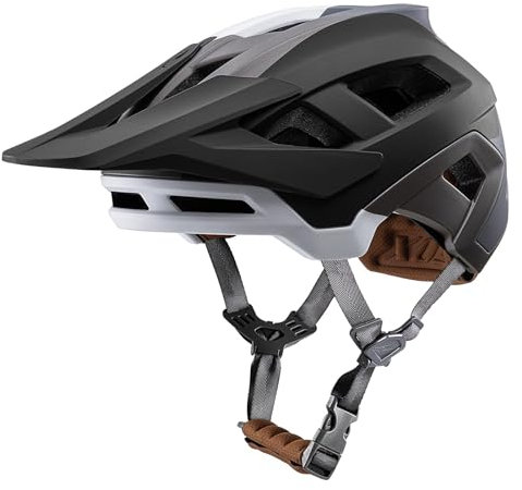 Fahrradhelm Mountainbike Helm MTB Helme Visier Verstellbar für Herren Damen Erwachsene Jugend (Schwarz grau, L)
