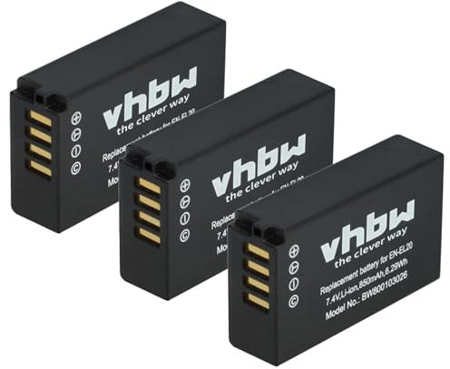 vhbw 3X Batterie Compatible avec Nikon Coolpix P1100 Appareil Photo (850mAh, 7,4V, Li-ION)