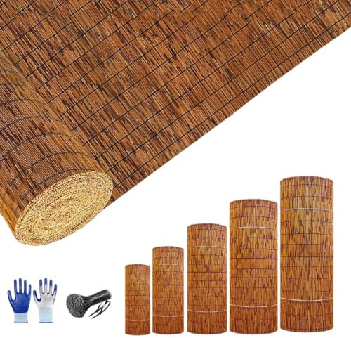 Générique Canisse en Roseau Naturel Brise Vue Jardin 50 60 70 80 90 100 110 120 130 140 150 160 170 180cm Canisse Bambou Cloture Jardin Exterieur(120x450cm)