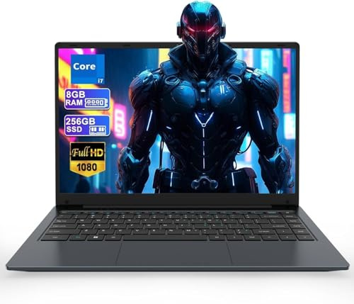 14.1 Laptop, Laptop Computer Core i7 Processor(Up to 2.7GHz), Student Laptop 8GB DDR3 256GB SSD, FHD IPS Laptop PC Wifi5 BT4.2 USB3.0 * 3 Ethernet Port*1 HDMI*1 SD Slot*1 Audio Jack*1