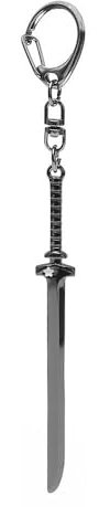 Gaweco BRS Schlüsselanhänger mit schwarzer Klinge, langes Schwert, Katana, Schlüsselanhänger, Cosplay-Zubehör, silber, 12cm