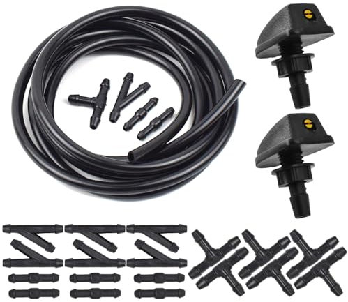 Wivplex Auto Universal Frontscheibe Wischer Düse Jet Sprayer Schlauch Rohr Connector Kit Spray Wasser Fan Auslauf Waschmaschine Outlet Einstellung Auto-Scheibenwaschdüse(with Regulator)