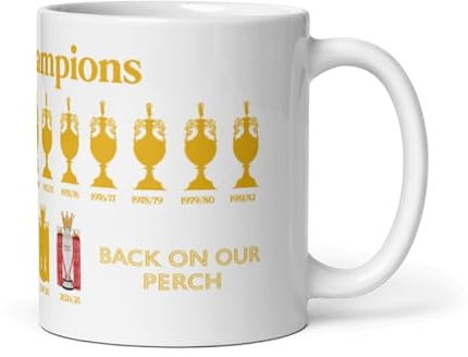 Liverpool 20 League Titles Mug – League Champions Celebration Gift – Champions of England Back on Our Perch Gold Cup Design