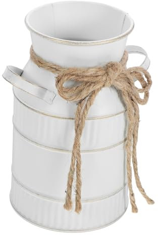 Alipis Jarrón Retro con Botella De Leche Decoración Vintage La Leche Puede Casa De Campo Jarrones De Leche para Flores Jarra De Leche Ollas De Leche Jarrón De La Vendimia Planchar Blanco