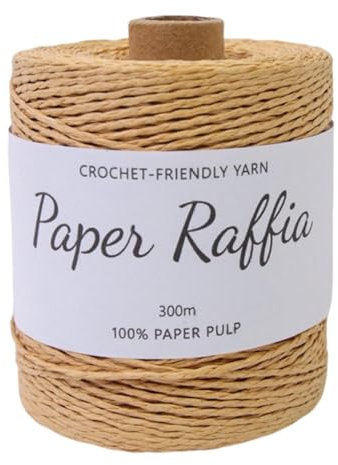 Oshhni Filato di Carta Rafia 1,5 mm a Corda Rafia Filato 328 Iarde Morbido per Borse all'Uncinetto a Mano Cappello Estivo Fai da Te Artigianato, caffè Leggero