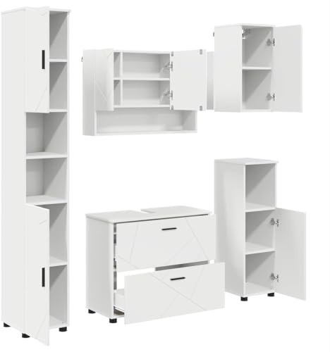 vidaXL Bathroom Furniture Set with Drawer 5 pcs White 30 x 35 x 192 cm,
