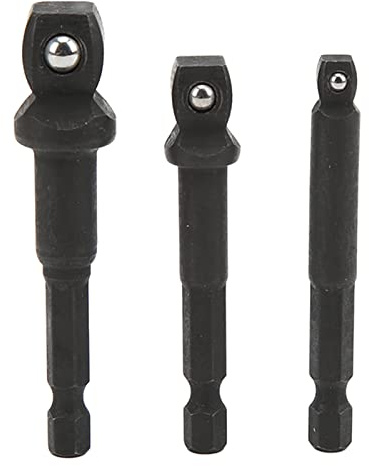 Socket Adapter Set 3Pcs | 1 / 2in 3 / 8in 1 / 4in Hex Shank for Electric Drill/Driver | Chrome Steel Quick Connect Adapters