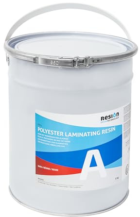 RESION Résine polyester de stratification - 5 kg pour réparation et production de structures polyester, bateaux, modélisme, piscines, facile à utiliser.