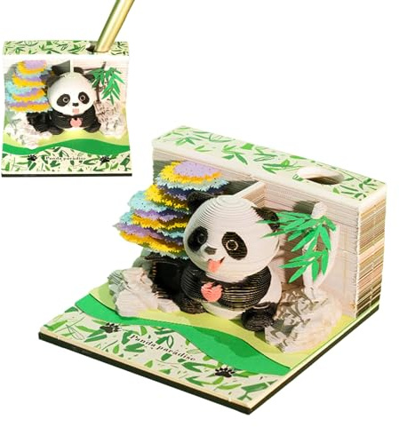 3D-Kalender 2026 – Panda-Design, Papierskulptur, Notizblock, Niedlicher Memo-Kalender Zum Abreißen, Lebendiger Dekorativer | Kreative Schreibtischdekoration Für Schule, Zuhause, Büro, Lehrer