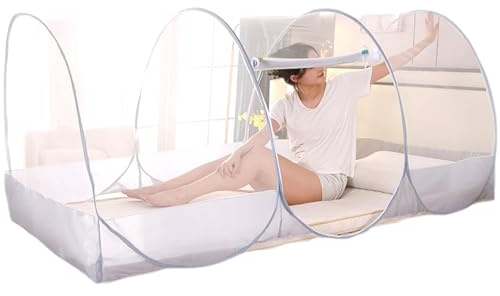Moskitonetz für Bett, 75 x 35 x 35 Zoll, faltbares, atmungsaktives Pop-Up-Moskitonetz-Zelt mit Reißverschlusstür, Ganzkörper-Polyester-Mesh-Zelt für Camping, Schlafzimmer
