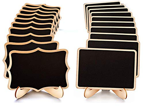 Minitafel Schilder, 20 Stück gerahmte Kleine Tafel Labels mit Staffelei steht, hölzerne Tafel for Tabellen-Zahlen, Lebensmittel Schilder