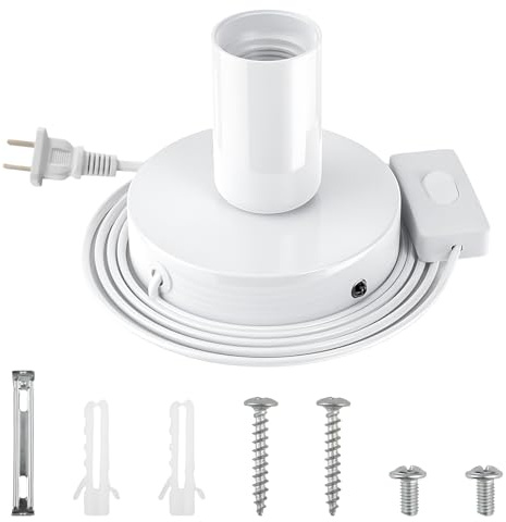 OMIGA Douille E27 Applique Murale Intérieure Norme américaine Support | Lampe E27 avec un Câble de 1.8 m Vintage pour Chambre Cheminée Mur Café l'Halloween Noël Blanc (Aucune Ampoule Incluse)