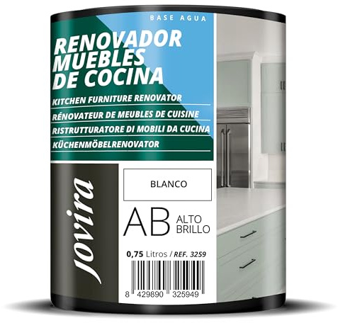 JOVIRA PINTURAS Vernice per rinnovare y mobili di cucina, bagno e porte, molto lucido all'acqua. (750 Millilitri, Bianco)