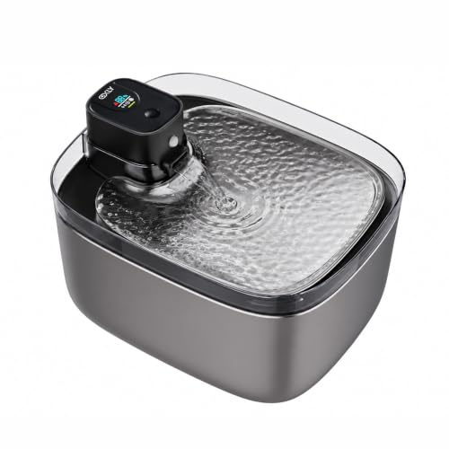 OXLY Fontaine à Eau Chat sans Fil INOX 304 - Ultra Silencieuse <20dB, 5,5L, 45 Jours d'Autonomie, Écran LCD, Lampe UV-C, Détecteur de Mouvement - Distributeur d'eau Automatique pour Chat et Chien