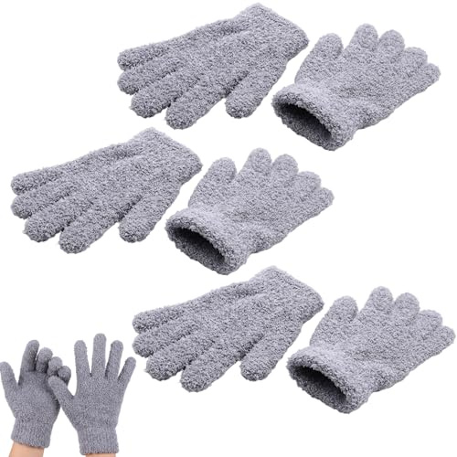 3 Pairs Minky Dusting Glove, Minky Glove Duster, Household Furniture and Blinds Dust Removal, Car Interior Cleaning Maintenance, Electronic Devices and Glass Surface Care for Multi-Surface Dusting