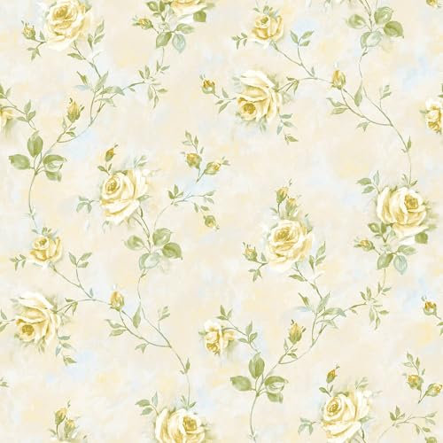 RG35736 - Rose Garden Vine Roses Yellow Gold Galerie Wallpaper