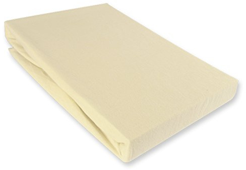 Julido Jersey Spannbettlaken 140-160x200 cm, Betttuch mit Gummizug, Bettlaken Creme aus Baumwolle, Oeko-Tex Standard 100