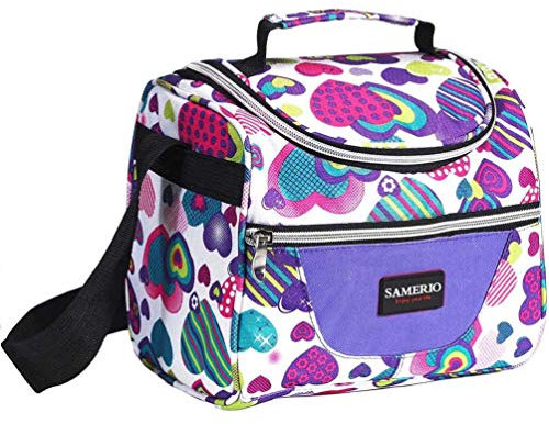 Mädchen Lunch Isoliertasche KühlTasche Mittagessen Thermotasche für Kinder Damen Faltbare Kühlkorb Kühlbox Wasserdicht Picknick-Tasche und verstellbarer Schultergurt