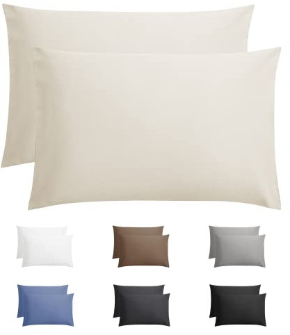 Sleeptime Kissenbezug 60 x 70 Beige - 2er Set - 100% Baumwolle - Kissenhülle 60x70 - Mit Hotelverlsuss