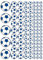 100 Aufkleber, Fußball, Sticker, 15-50 mm, weiß/blau, aus PVC, Folie, bedruckt, selbstklebend, EM, WM, Bundesliga