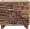 Kare Design Kommode Shanti Surprise Puzzle Nature, Kleine Holzkommode aus Massivholz für das Wohnzimmer mit 2 Türen, edel, jedes Stück ein Unikat, (H/B/T) 90x90x40cm