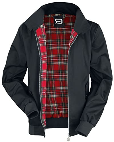 RED by EMP Herren schwarze Basic Jacke mit kariertem Futter XL