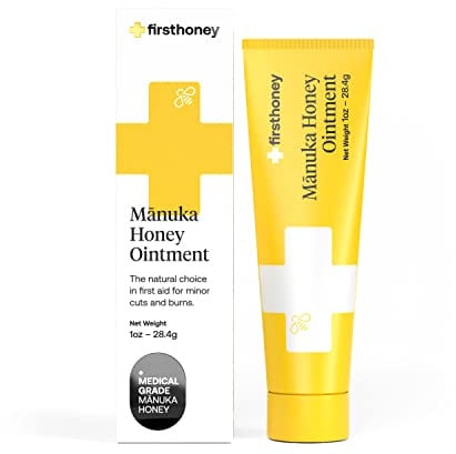 First Honey Wound Healing Ointment [ 1oz - 28.4g ] | 100% Active Leptospermum | Fast Relief & Skin Repair | Manuka Honey from New Zealand | Antibiotic Free Burn Care, Scar Gel, Dressing Aid