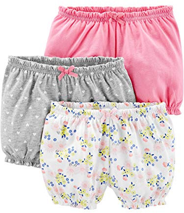 Simple Joys by Carter's Lot de 3 shorts-culottes pour bébé fille ,Pink/Grey/Floral,24 Months