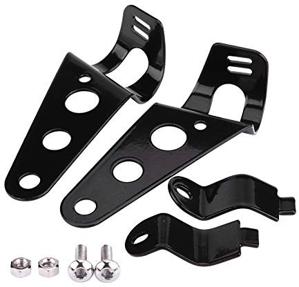 Fydun Motorrad Scheinwerferhalter Gabeln 1 Paar Scheinwerfer Halterung Gabel Edelstahl Small Mount Ständer Unterstützung (Schwarz)