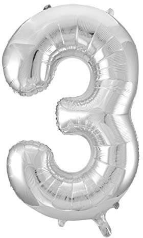 Idena 38228 - Folienballon Zahl, Größe ca. 60 x 110 cm, Silber, ungefüllt, für Helium und Luft geeignet, Zahlenballon, Lebensjahr, Jubiläum, Geburtstag, Geschenk, Dekoration, Party