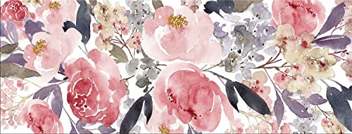 artissimo, Glasbild, 80x30cm, AG4763A, rosa Aquarell Blumen, Bild aus Glas, moderne Wanddekoration aus Glas, Wandbild Wohnzimmer modern, pastell