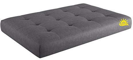sunnypillow Palettenkissen UV - beständig Outdoor/Indoor Palettenauflage Palettenpolster Palettensofa Sitzkissen Rückenlehne gesteppt Sitzkissen 120x60x15cm Silver