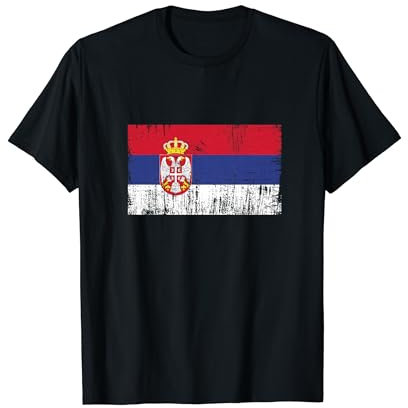 Vintage Serbisch Banner Fan Serbien Flagge Retro T-Shirt