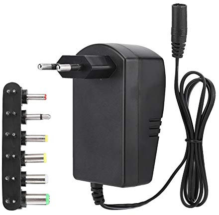 Fdit Netzteil, Universal 30W 3V-12V Netzteil mit Einstellbarer Spannung und 6 DC Stromanschlüssen (EU-Stecker 100-240V)