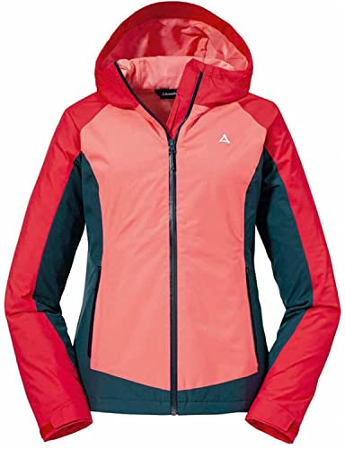 Schöffel Damen Jacket Wamberg L, winddichte, atmungsaktive Regenjacke, komfortable Outdoor Jacke, Wanderjacke mit verstellbarer Kapuze, lollipop, 34