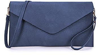 Long & Son Women's Envelope Style, Wristlet,Shoulder, Clutch Bags. 120343 (Navy), M