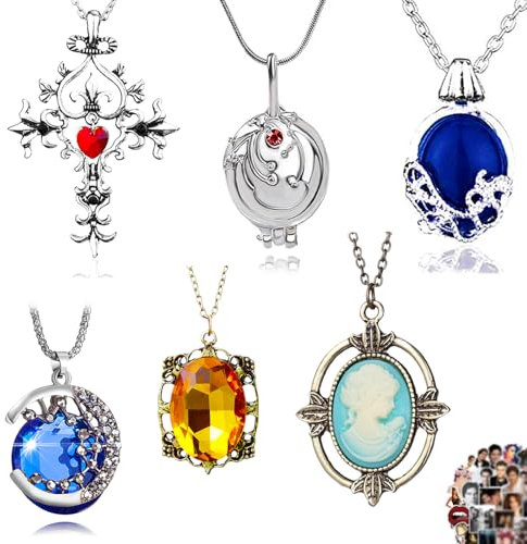 YouU Vampire Elena Gilbert Cosplay Mode Schmuck Zubehör Aufkleber Set Katherine Daywalking Saphirkristall Halsketten Bennett Bonnie Antik Silber Amulett Halskette Gesamt 26 Stück