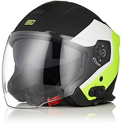 ORIGINE Motorradhelm Jethelm Roller Helm Bluetooth ECE Mit Doppel Visier
