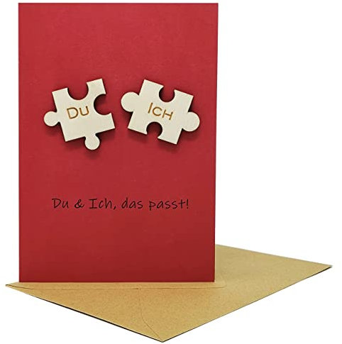 Woodland mail du und ich das passt! besondere grußkarte, liebeskarte, jubiläum, geburtstagskarte, holzpuzzle