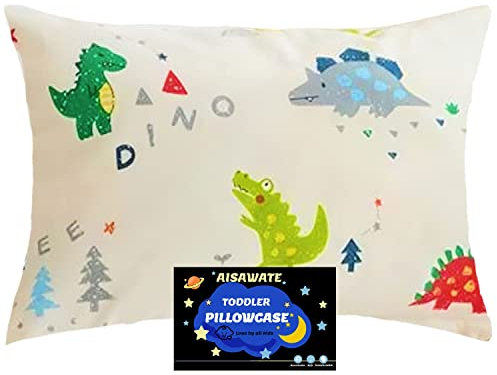 Kinder Kissenbezug 40 x 60 cm - Bio Baumwolle Kopfkissenbezug - Baby Kleinkind Kissen Kissenbezüge für Kinderwagen - babykissen bezug mit Umschlagverschluss, Dinosaurier