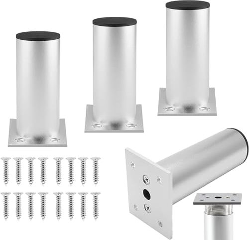 NiC IS COCNG 4 pcs Meubles Pieds, 10 cm Meubles réglables Pieds Meubles Pieds canapés Pieds de Cuisine en Aluminium