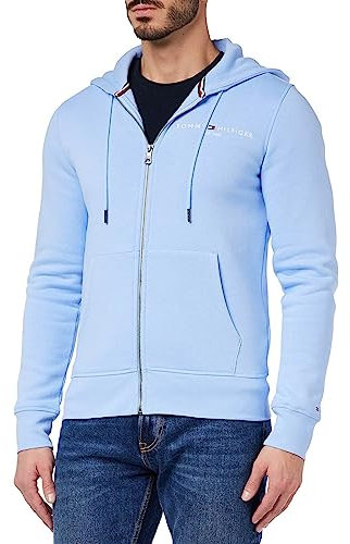 Tommy Hilfiger Sweat À Capuche Homme Fermeture Éclair Tommy Logo Zip, Bleu (Vessel Blue), M