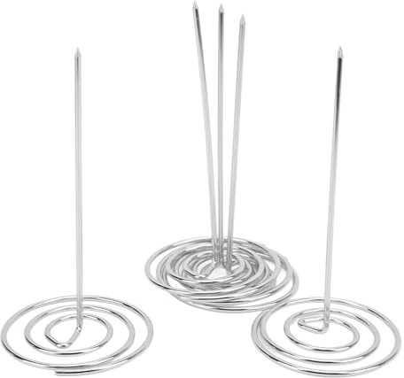 Titular de recibos 5 uds, soporte de recibos de escritorio Spike Stick recibos Check Bill Fork restaurante Check Spindle Check Spindle para Bill Paper Memo(Plata)