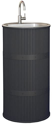 ZTGL Lavandino a Colonna Moderno in Ferro Battuto, Mobile da Bagno con Lavabo in Acciaio Inox, Lavandino su Piedistallo Freestanding Set con Rubinetto e Scarico