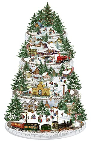 Christmas Advent Calendar The Christmas Railway | Christmas Train Advent Calendar Traditional Advent Calendar | Alpine Village Picture Advent Calendar Paper Advent Calendar